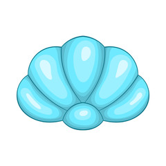 Scallop seashell icon in cartoon style on a white background