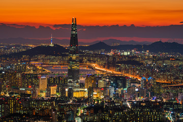 Fototapeta premium Seoul City Skyline, The best view of South Korea.