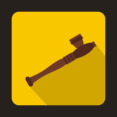 Wooden hashish pipe icon in flat style on a yellow background