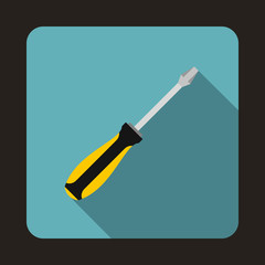 Screwdriver icon in flat style on a baby blue background