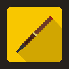 Brown electronic cigarette icon in flat style on a yellow background