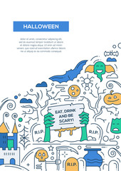 Halloween - line design brochure poster template A4