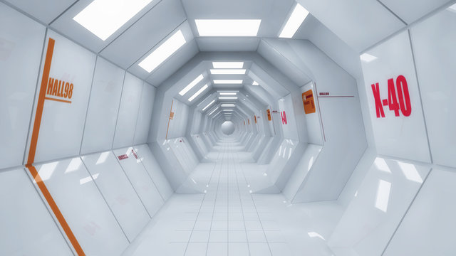 Futuristic hall alien spaceship