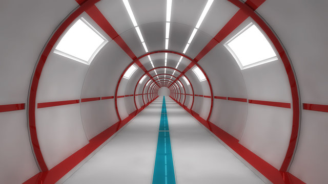 Futuristic hall alien spaceship