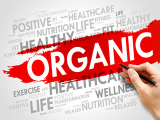 ORGANIC word cloud, fitness, sport, health concept