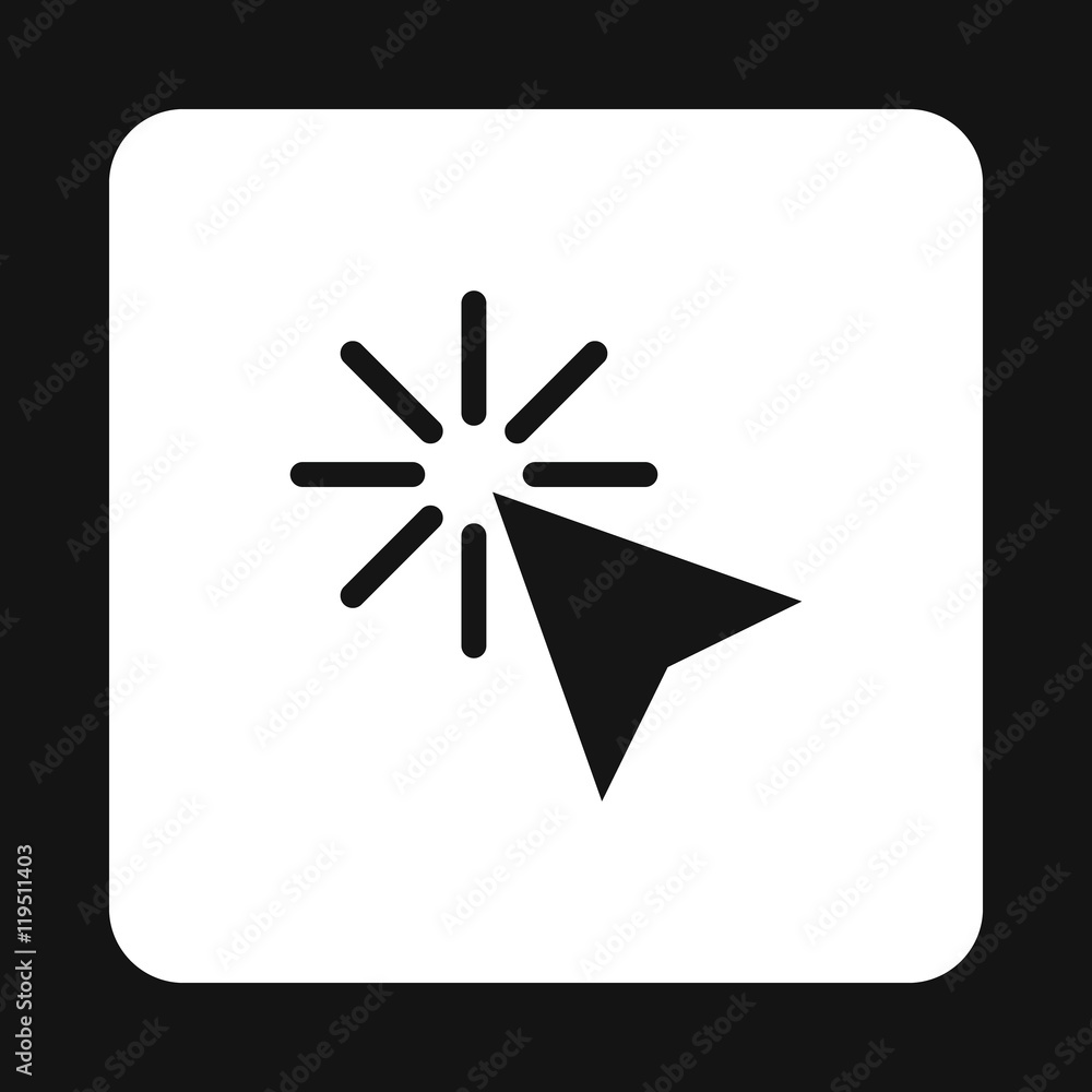 Poster cursor of mouse arrow clicks icon in simple style isolated on white background. computer and interne