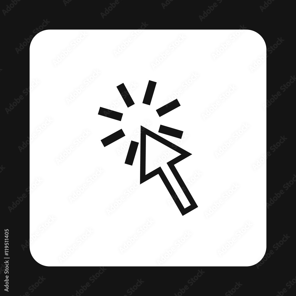 Poster cursor arrow is pointing icon in simple style isolated on white background. computer and internet sy