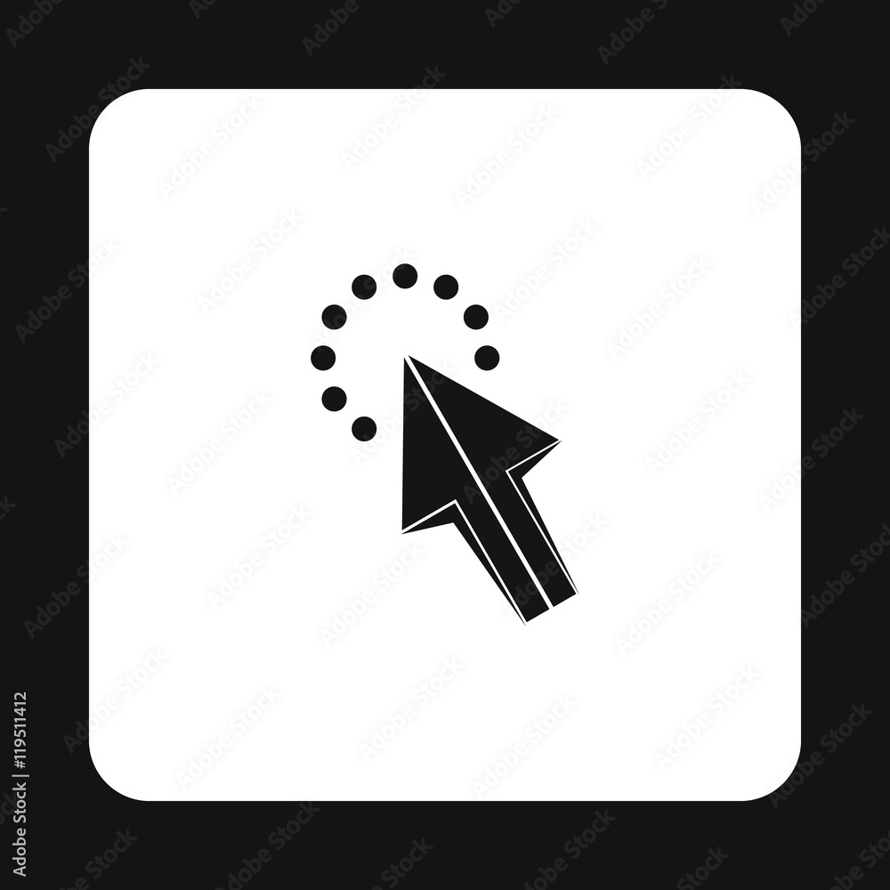 Poster cursor arrow waiting icon in simple style isolated on white background. computer and internet symbol
