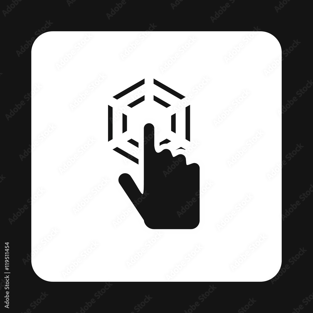 Poster cursor hand clicks icon in simple style isolated on white background. computer and internet symbol