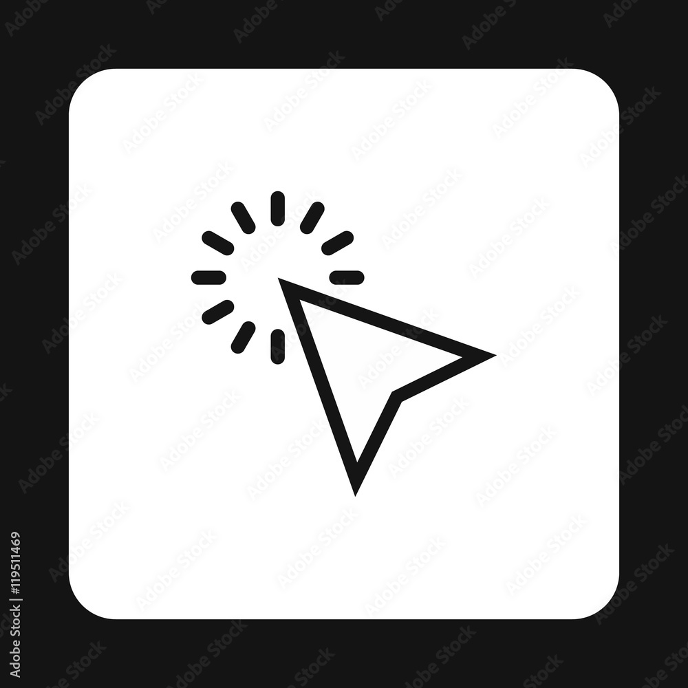 Poster cursor clicks icon in simple style isolated on white background. computer and internet symbol