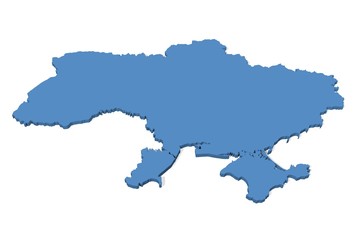 3D map of the Ukraine on a plain background