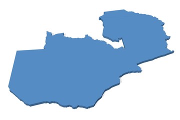 Fototapeta premium 3D map of Zambia on a plain background