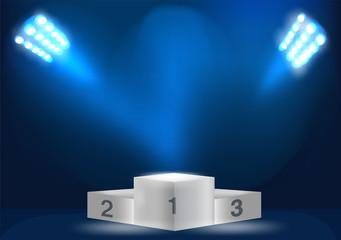  podium surround with blue dark BG and spotlight