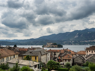 Fototapeta na wymiar View of the island of San Giulio in Lake Orta in Italy