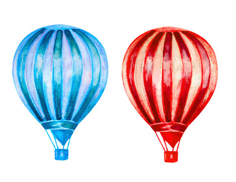 watercolor hot air balloons isolated on white
