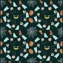 HALLOWEEN PATTERN
PUMPKINS, GHOSTS, SKULLS, BATS & COBWEBS. 