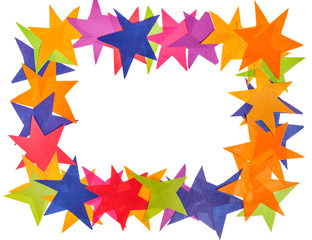 frame from paper stars with cut out canvas