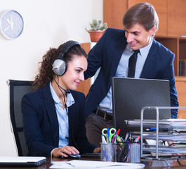 Support team working in call centre.