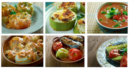 set of different  Stuffed vegetable dishi