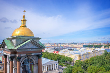 Aerial view of St Petersburg from St Isaac cathedral, Russia