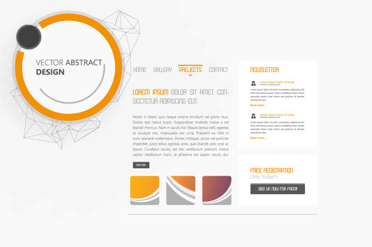 Website Design Vector Illustration with Abstract Header

