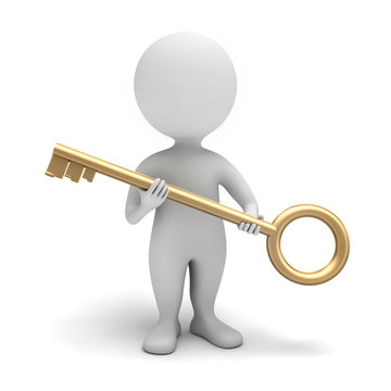Männchen mit goldenem Schlüssel – Stock-Foto | Adobe Stock