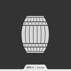 Wood barrel vector icon for web and mobile