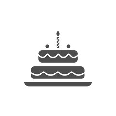Icono de una tarta de cumpleaños sobre fondo blanco