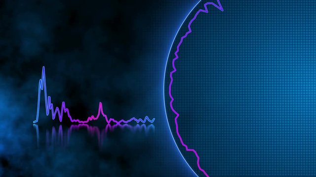 Animated background smoke with audio elements high-tech waveform. Place for your text. Ultra High Definition 4K animation.