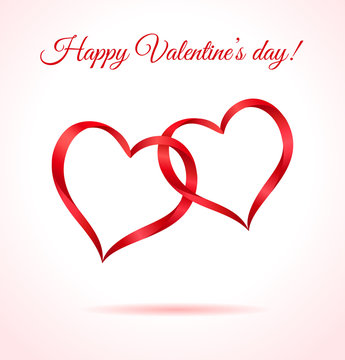 Two red hearts. Valentine's card or background