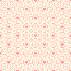 Fototapeta premium Seamless pattern with hearts and circles.