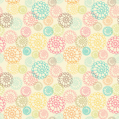 Color seamless floral hand drawn pattern
