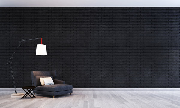 daybed and black crick wall