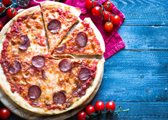 Tasty Hand Made Tomatoes and Pepperoni Pizza
