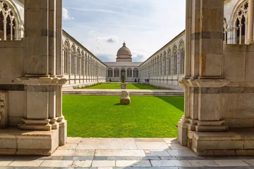 Vitrage gordijnen De scheve toren Architecture of Monumental Cemetery in Pisa, Italy