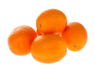Ripe orange kumquats isolated on white