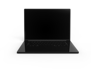 Black 3D laptop isolated on white background