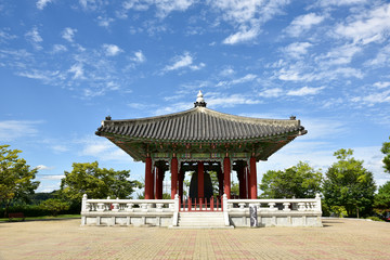 The Peace Bell Pavilion on 27 AUG , 2016 in Imjingak, Paju, South Korea. This pavilion located on...
