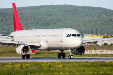 The plane turn around on the runway