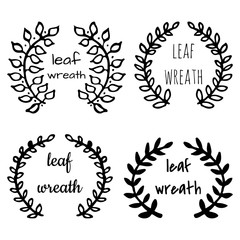 Hand drawn decorative floral wreath made in vector. Unique collection of wreath and branches.