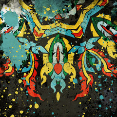 Hand drawn background with decorative elements on grunge background