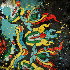 Hand drawn background with decorative elements on grunge background