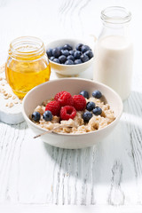 delicious homemade oatmeal with berries for breakfast 