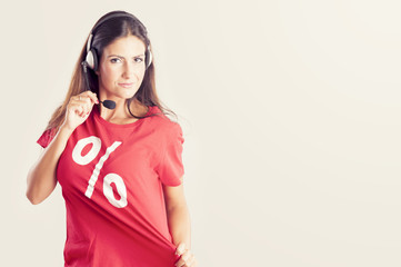 Customer support phone operator in headset