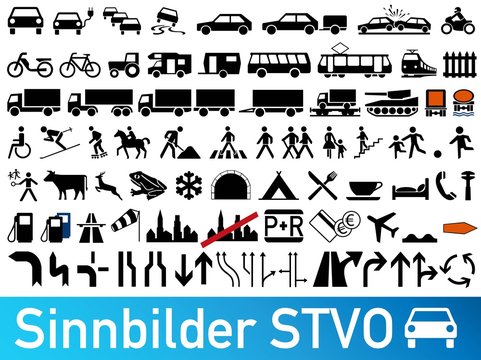 Verkehrszeichen STVO Sinnbilder Sammlung icon Set Vektor / german traffic road sign icon vector collection set