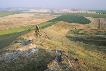 Beautiful rocks and golden fields