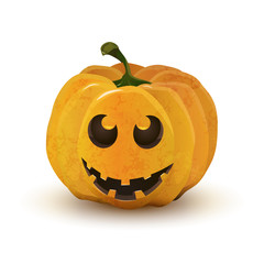 Halloween pumpkin with funny face isolated on white