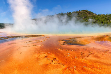 Thermal pool Grand Prismatic Spring in Yellowstone National Park