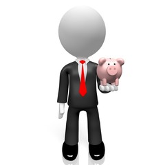 3D businessman, savings concept