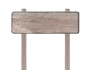 Old wooden sign isolated on white.